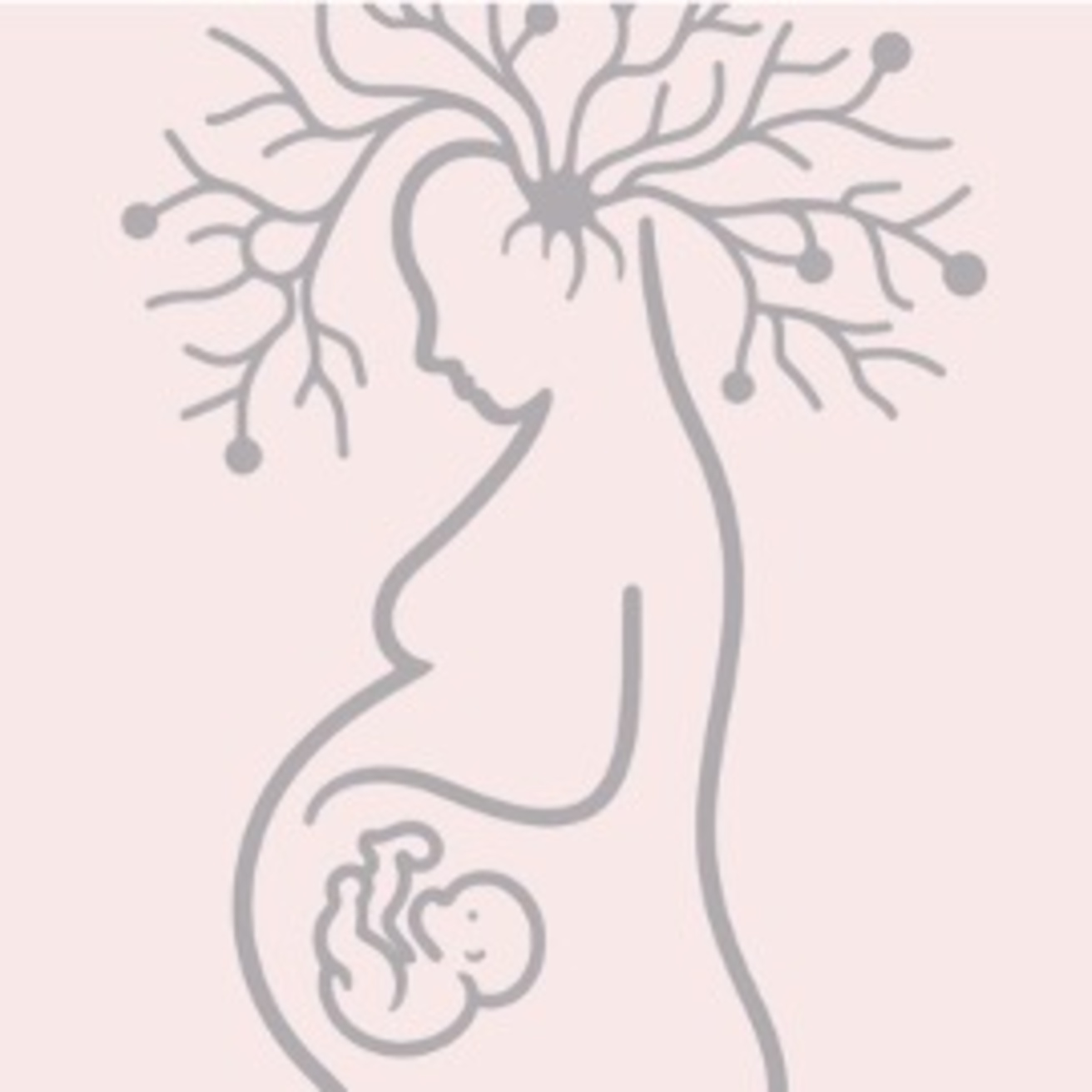 neurons and pregnant woman, outline, simple logo